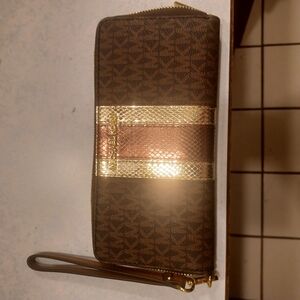 Brown and Gold Wristlet Wallet
